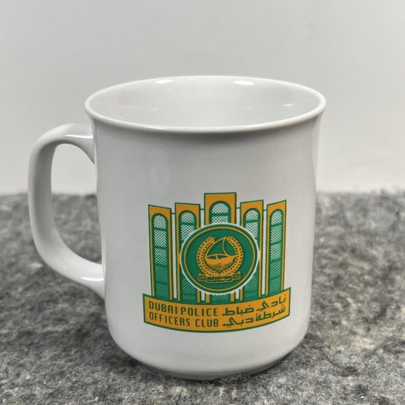Dubai Police Officers Club Ceramic Coffee Mug & Lid Coaster Green Yellow Logo - Picture 12 of 16
